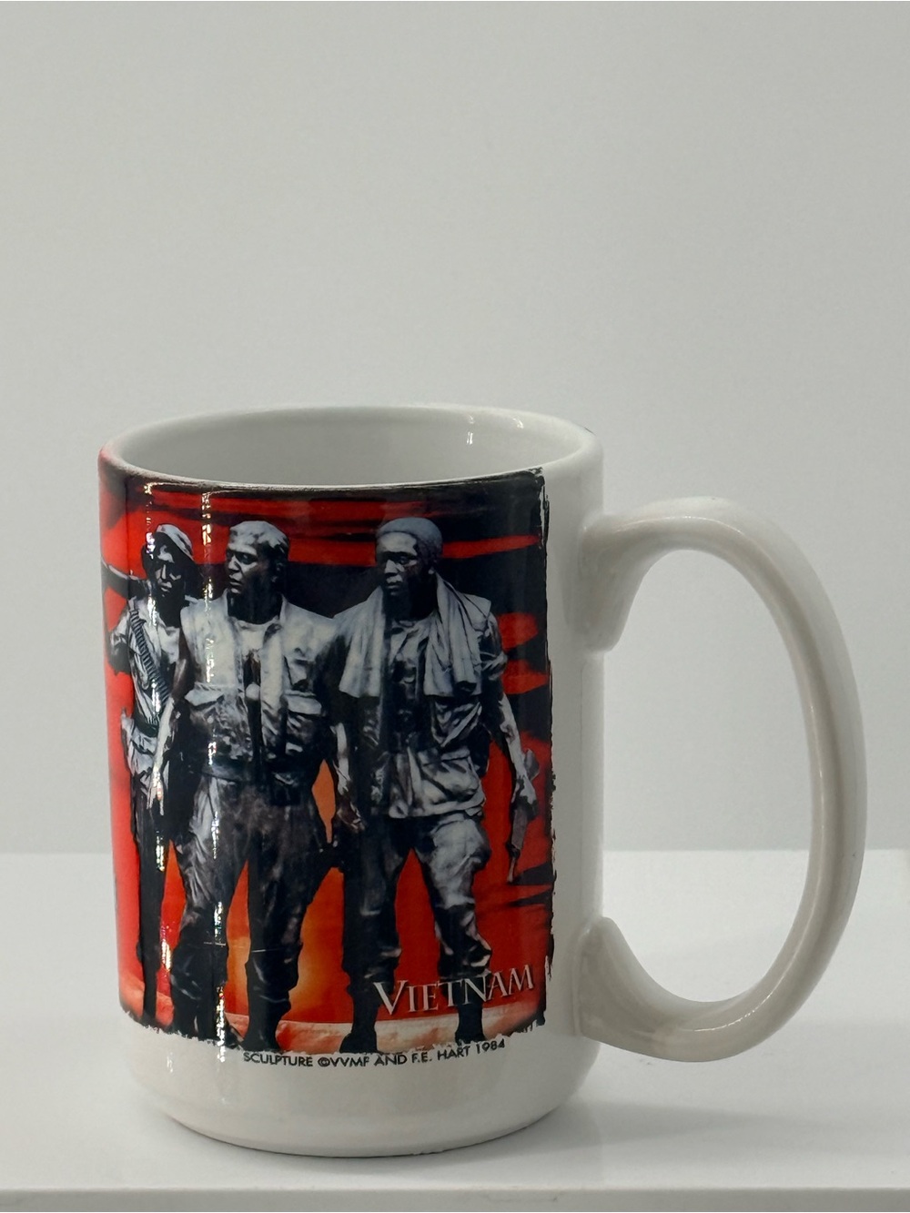 Vietnam Memorial Ceramic Mug - White with Red Design